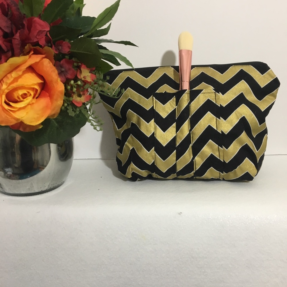 Gold chevron makeup bag